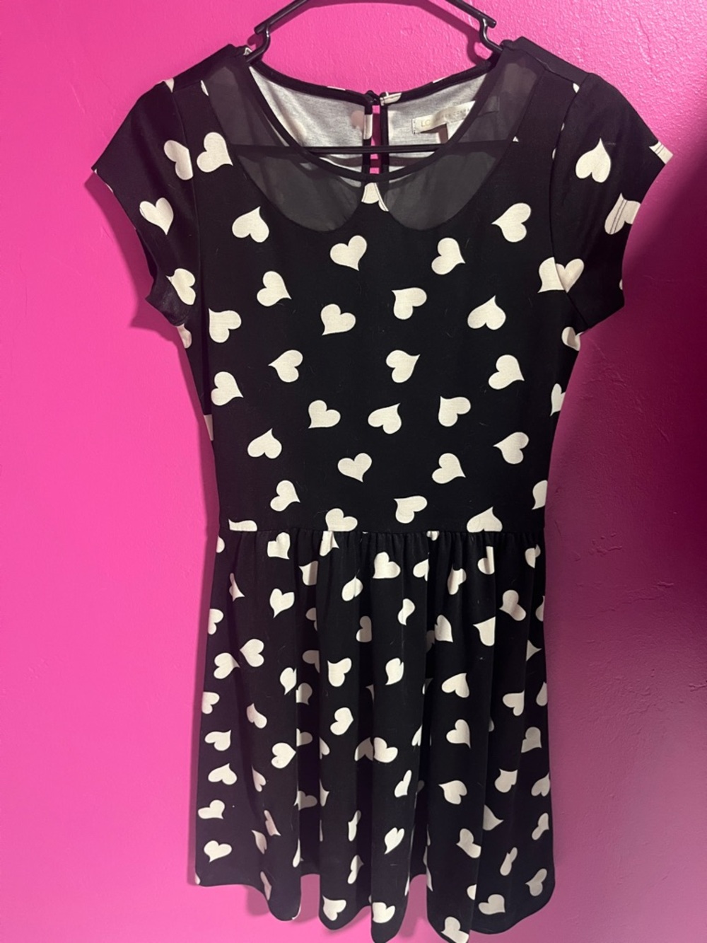 LC Lauren Conrad Black Dress with White Heart Print